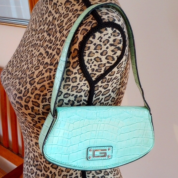 G by Guess Handbags - VTG Guess Curved Shoulder Patent Leather Bag Color: Mint Green
